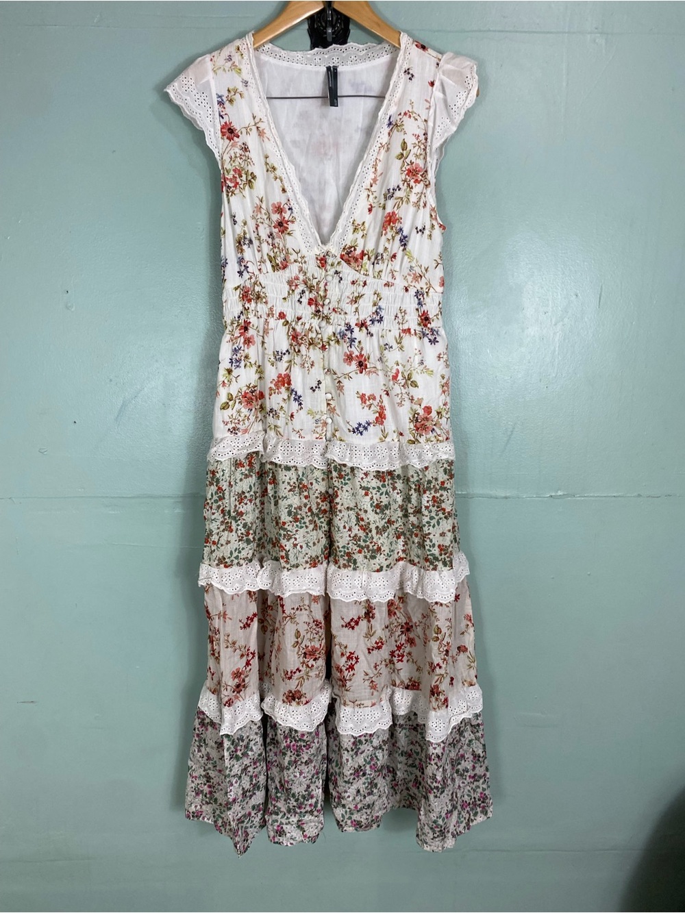 Anthropologie The Peregrine Tiered Deco Midi Dress Floral Medium Sundress - Picture 2 of 6